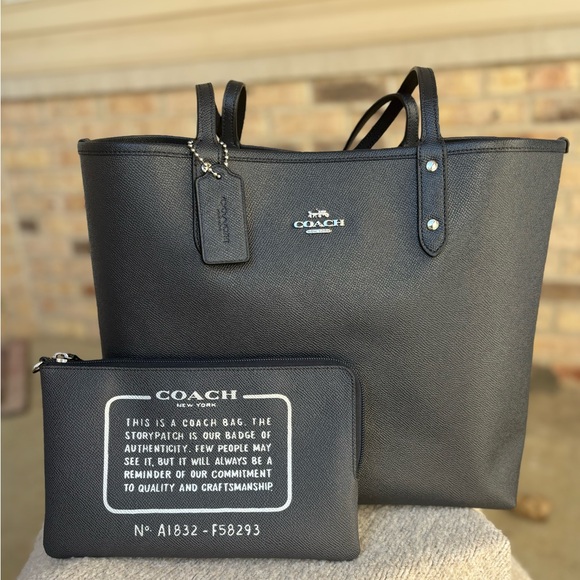 Reversible City Tote in signature canvas with pouch - Picture 1 of 12